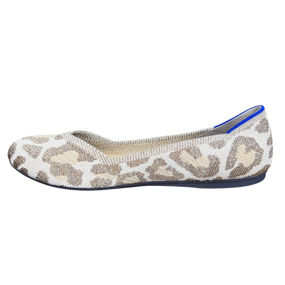 Rothy's The Flat Shimmer Cat Tan Gold Leopard Round Toe Flats Size 9 - Picture 2 of 11